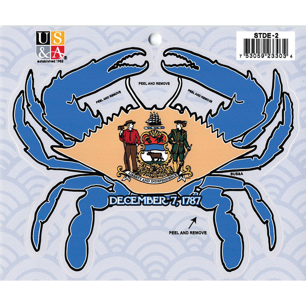 Crab Cut Out Sticker with DELAWARE FLAG 5 inch