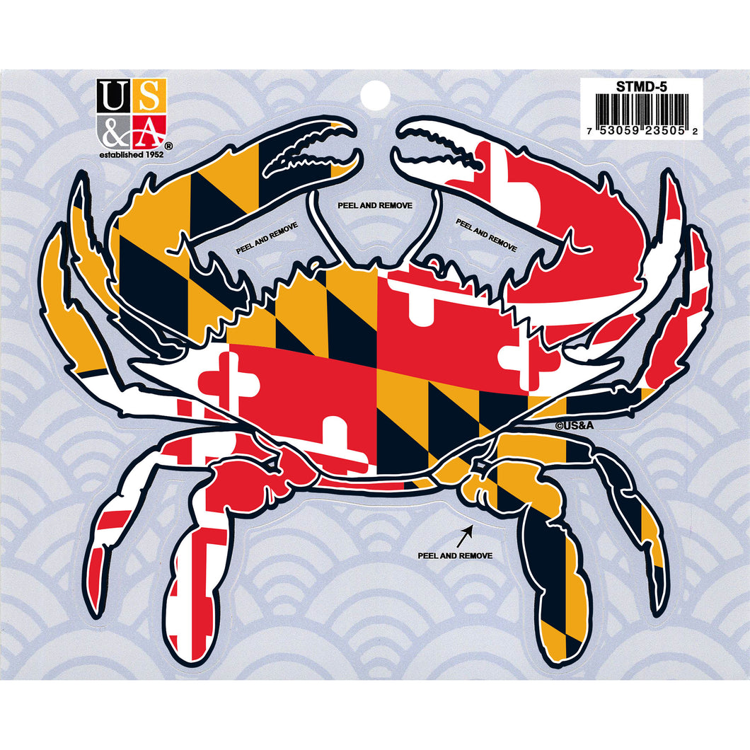 STMD5 Crab Cut Out Sticker with MD Flag 7 inch
