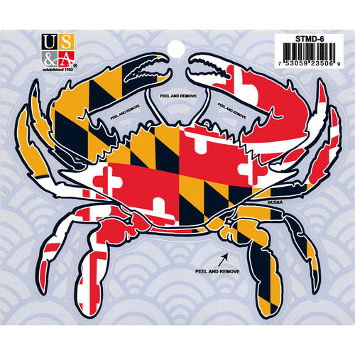 STMD6 Crab Cut Out Sticker with MD Flag 5 inch