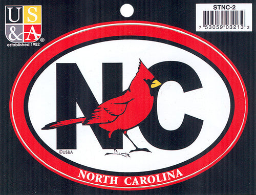 STNC2 Euro Oval Sticker NC with Cardinal