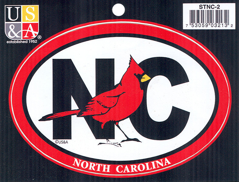 STNC2 Euro Oval Sticker NC with Cardinal
