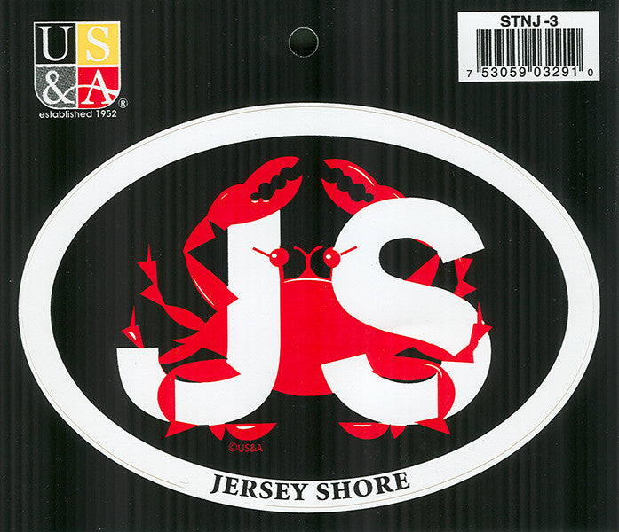 STNJ3 Euro Oval Sticker JS with Crab Jersey Shore