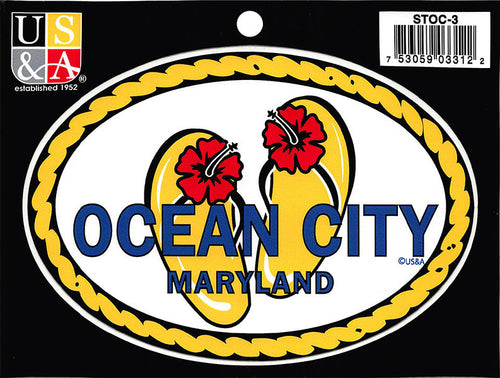 STOC3 Euro Oval Sticker OC Sandals Ocean City MD