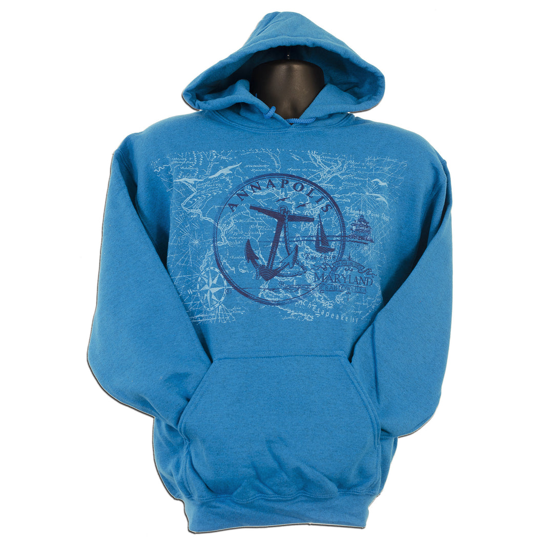 SWAM02A HOODED SWEATSHIRT - Annapolis Circle ANTIQUE SAPPHIRE