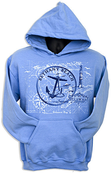 HOODED SWEATSHIRT Bethany Beach Anchor Circle CAROLINA