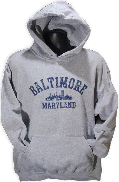 HOODED SWEATSHIRT BaLightimore Skyline Distressed GREY