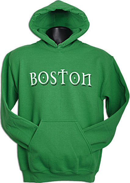HOODED SWEATSHIRT Boston Celtic Font IRISH GREEN