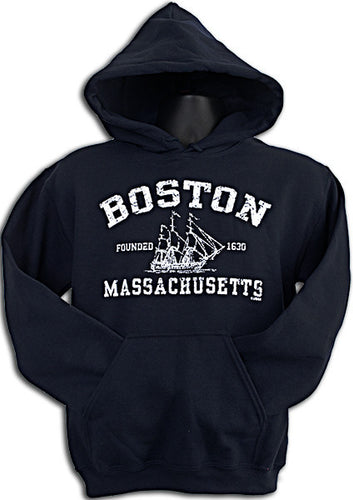 HOODED SWEATSHIRT Boston Distressed NAVY