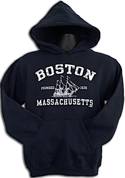 HOODED SWEATSHIRT Boston Distressed NAVY