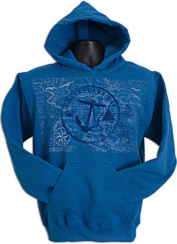 HOODED SWEATSHIRT Ches. Bay Circle Anchor ANTIQUE SAPPHIRE