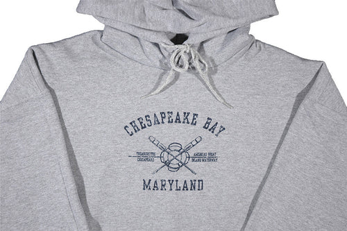 HOODED SWEATSHIRT Ches. Bay Distressed Oars Grey