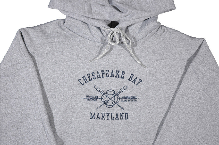 HOODED SWEATSHIRT Ches. Bay Distressed Oars Grey