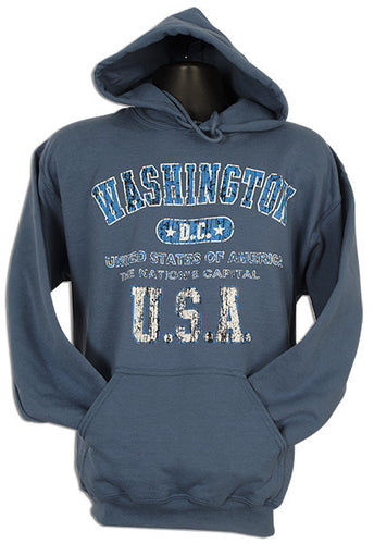 HOODED SWEATSHIRT Washington DC 1-Hit INDIGO