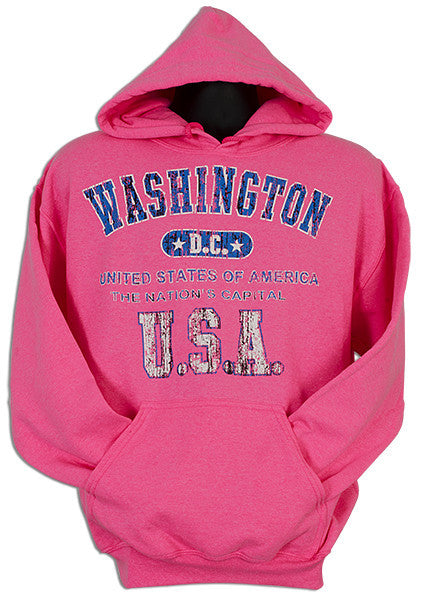 HOODED SWEATSHIRT Washington DC 1-Hit SAFETY PINK