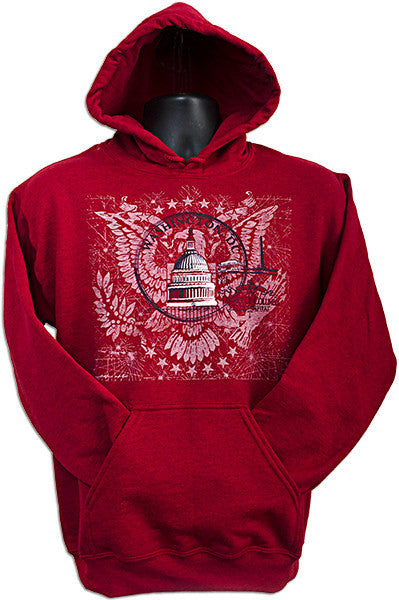 HOODED SWEATSHIRT - Washington DC Circle ANTIQUE CHERRY