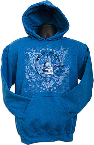 HOODED SWEATSHIRT - Washington DC Circle ANTIQUE SAPPHIRE