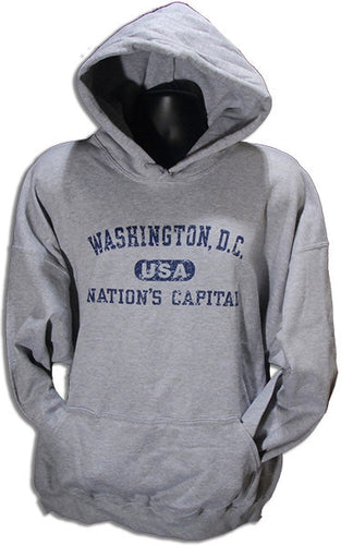 HOODED SWEATSHIRT Washington DC Distress GREY