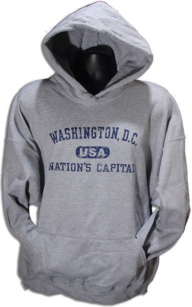 HOODED SWEATSHIRT Washington DC Distress GREY