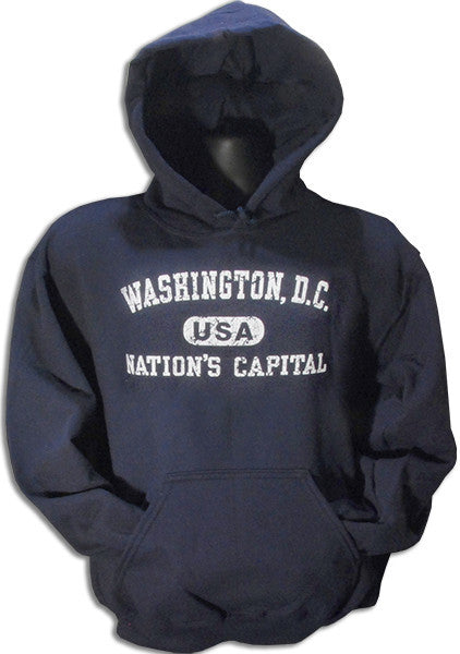 HOODED SWEATSHIRT Washington DC Distressed NAVY