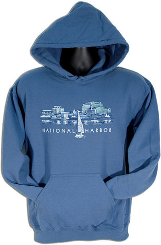 HOODED SWEATSHIRT National Harbor Skyline SLATE (Indigo)