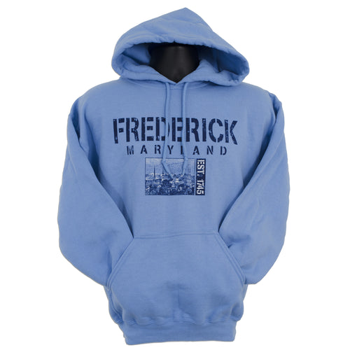 SWFR02B Hooded Sweatshirt - Frederick Stenciled Lettering CAROLINA BLUE