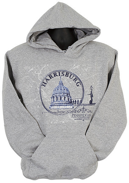 HOODED SWEATSHIRT - Harrisburg Capitol Circle Grey