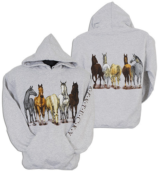 HOODED SWEATSHIRT - Kentucky Horses 2-sided ASH