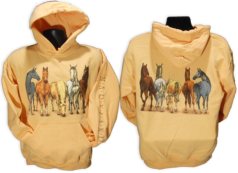 HOODED SWEATSHIRT Maryland Horses HONEY