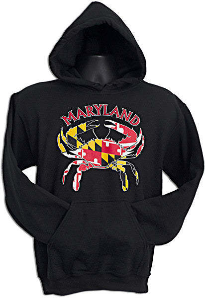 HOODED SWEATSHIRT Maryland Flag/Crab BLACK