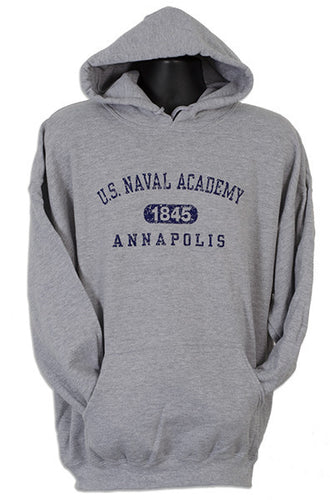 HOODED SWEATSHIRT USNA Distressed Sport GREY