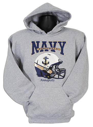 HOODED SWEATSHIRT Navy Football Helmet SPORT GREY