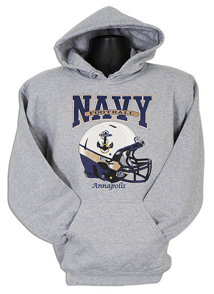 HOODED SWEATSHIRT Navy Football Helmet SPORT GREY