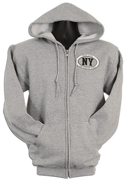 ZIP HOOD New York NY Oval SPORT GREY