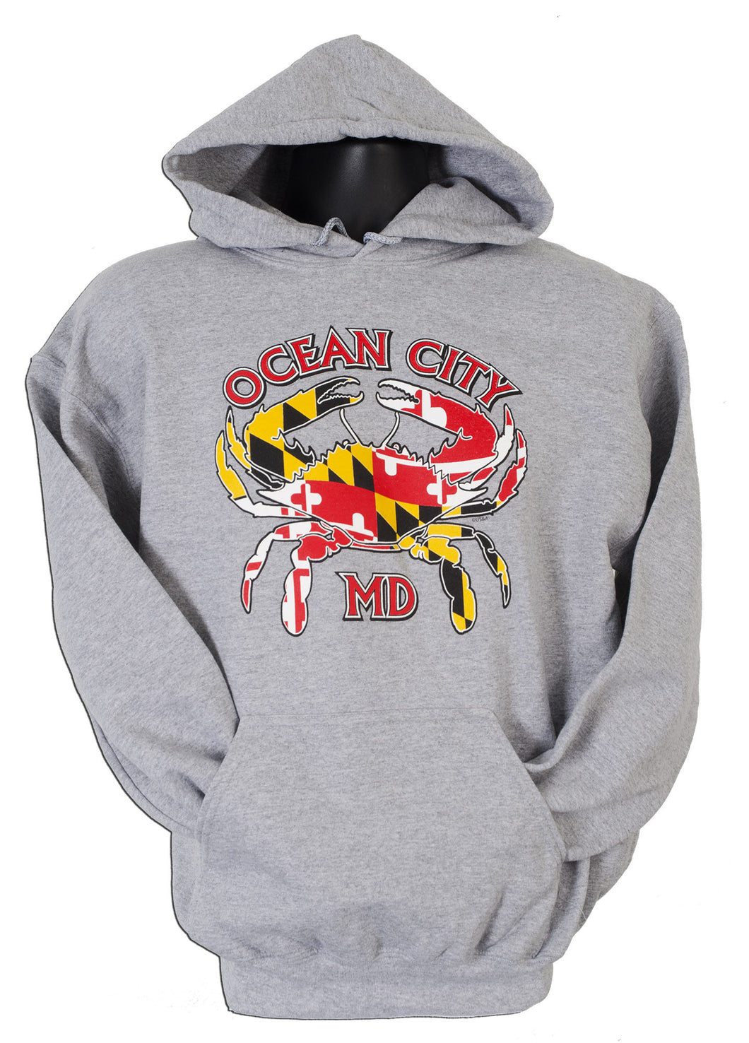 Ocean City Hoodie with Maryland Crab Flag Design