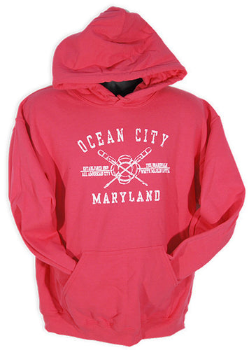 HOODED SWEATSHIRT - Ocean City Crossed Oars HELICONIA