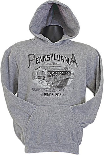 HOODED SWEATSHIRT PA Covered Bridge SPORT GREY