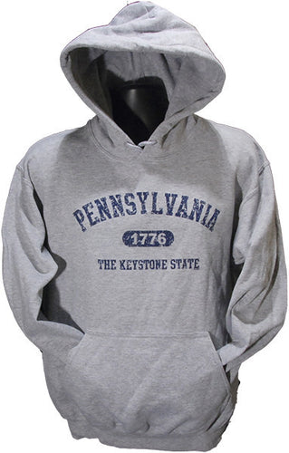 HOODED SWEATSHIRT Pennsylvania Distressed Grey