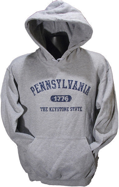 HOODED SWEATSHIRT Pennsylvania Distressed Grey
