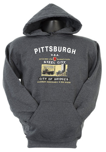 Hooded Sweat - Pittsburgh USA City of Bridges DARK HEATHER XX
