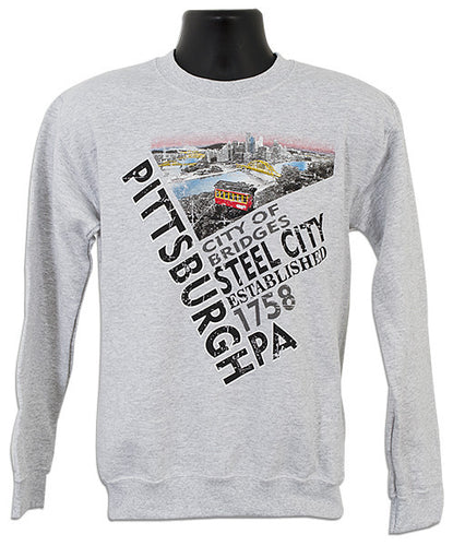 CREW SWEATSHIRT - Pittsburgh Diagonal ASH