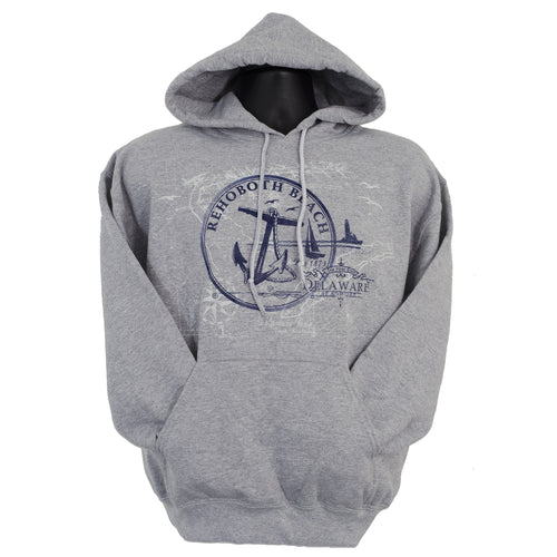 SWRB02G Hooded Sweatshirt - Rehoboth Beach Anchor GREY