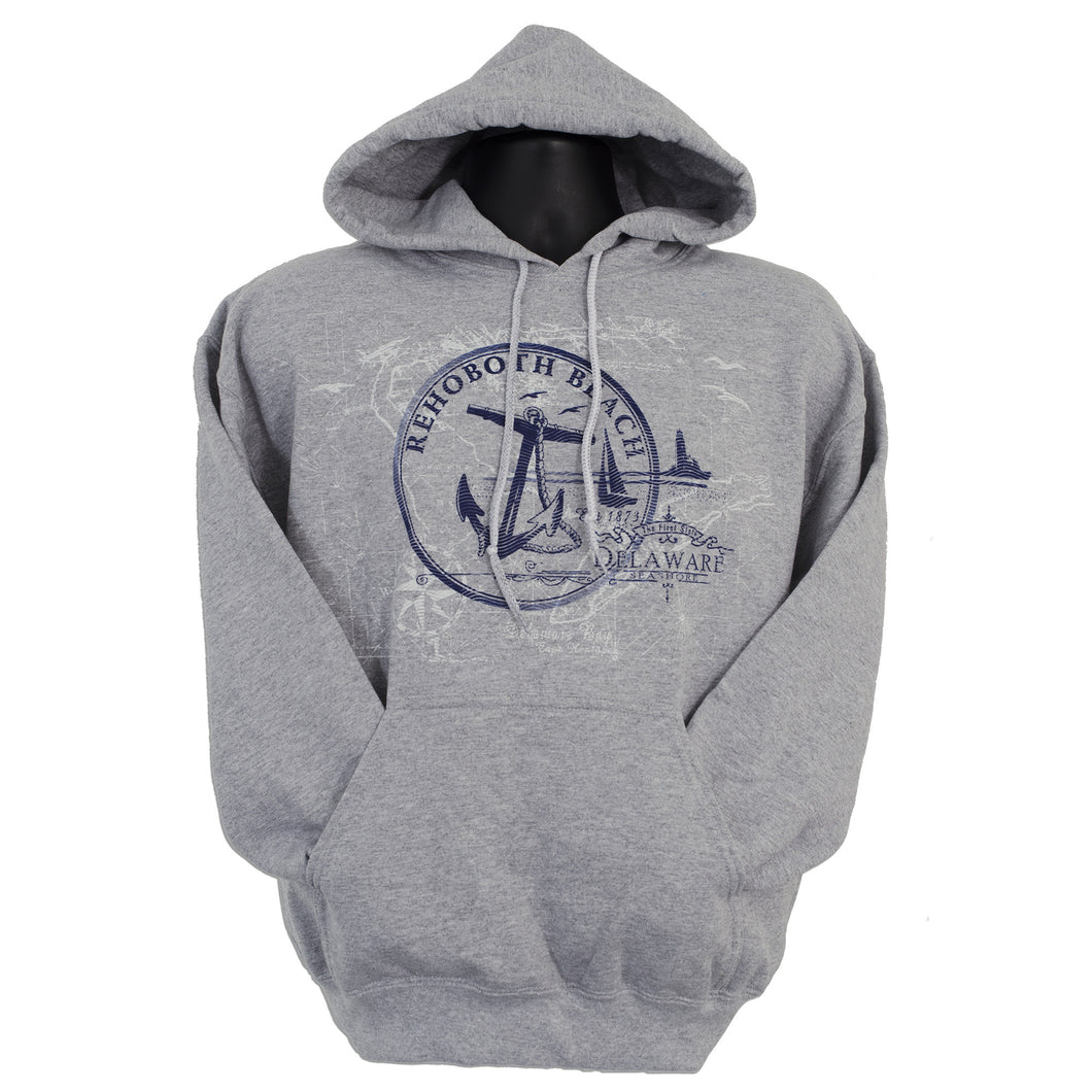 SWRB02G Hooded Sweatshirt - Rehoboth Beach Anchor GREY