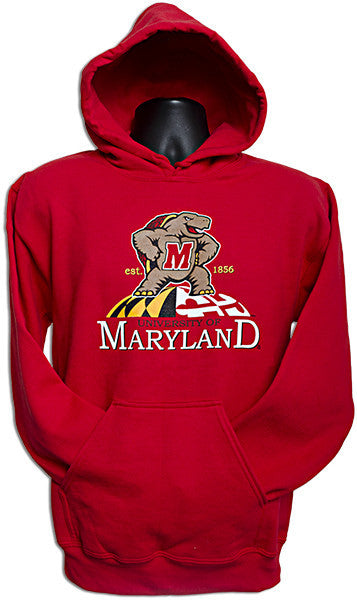 HOODED SWEATSHIRT - University Of Maryland Turtle/Globe RED
