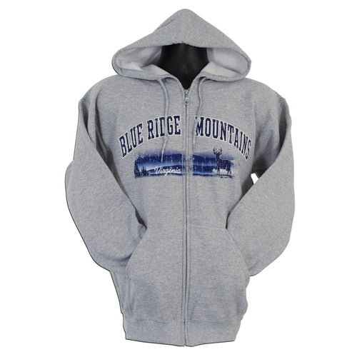 VIRGINIA BLUE RIDGE MOUNTAINS ZIPPERED HOODED SWEATSHIRT