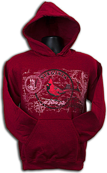 HOODED SWEATSHIRT Virginia Cardinal Circle ANTIQUE CHERRY