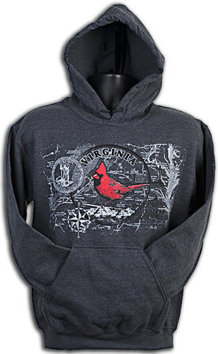HOODED SWEATSHIRT Virginia Cardinal Circle DARK HEATHER