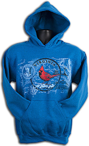 HOODED SWEATSHIRT VA Cardinal Circle ANTIQUE SAPPHIRE
