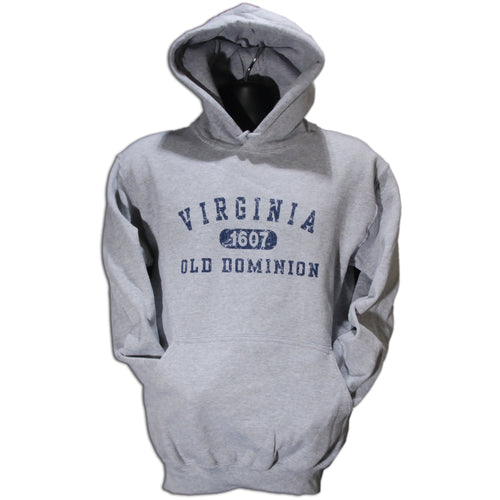 SWVA08G Hooded Sweatshirt - Virginia 1607 DISTRESSED GREY