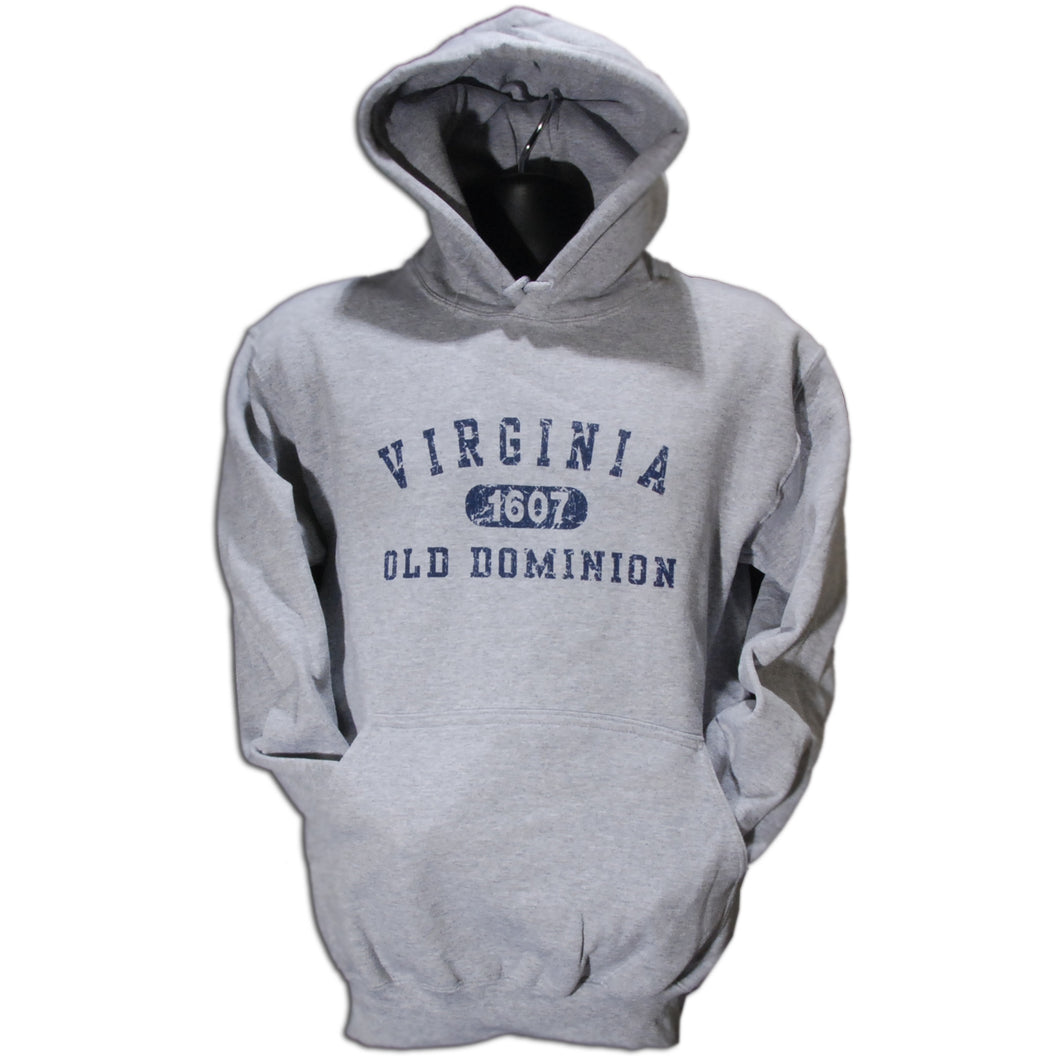 SWVA08G Hooded Sweatshirt - Virginia 1607 DISTRESSED GREY