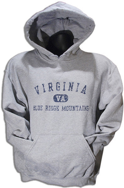 HOODED SWEATSHIRT Blue Ridge Mountains Distressed GREY